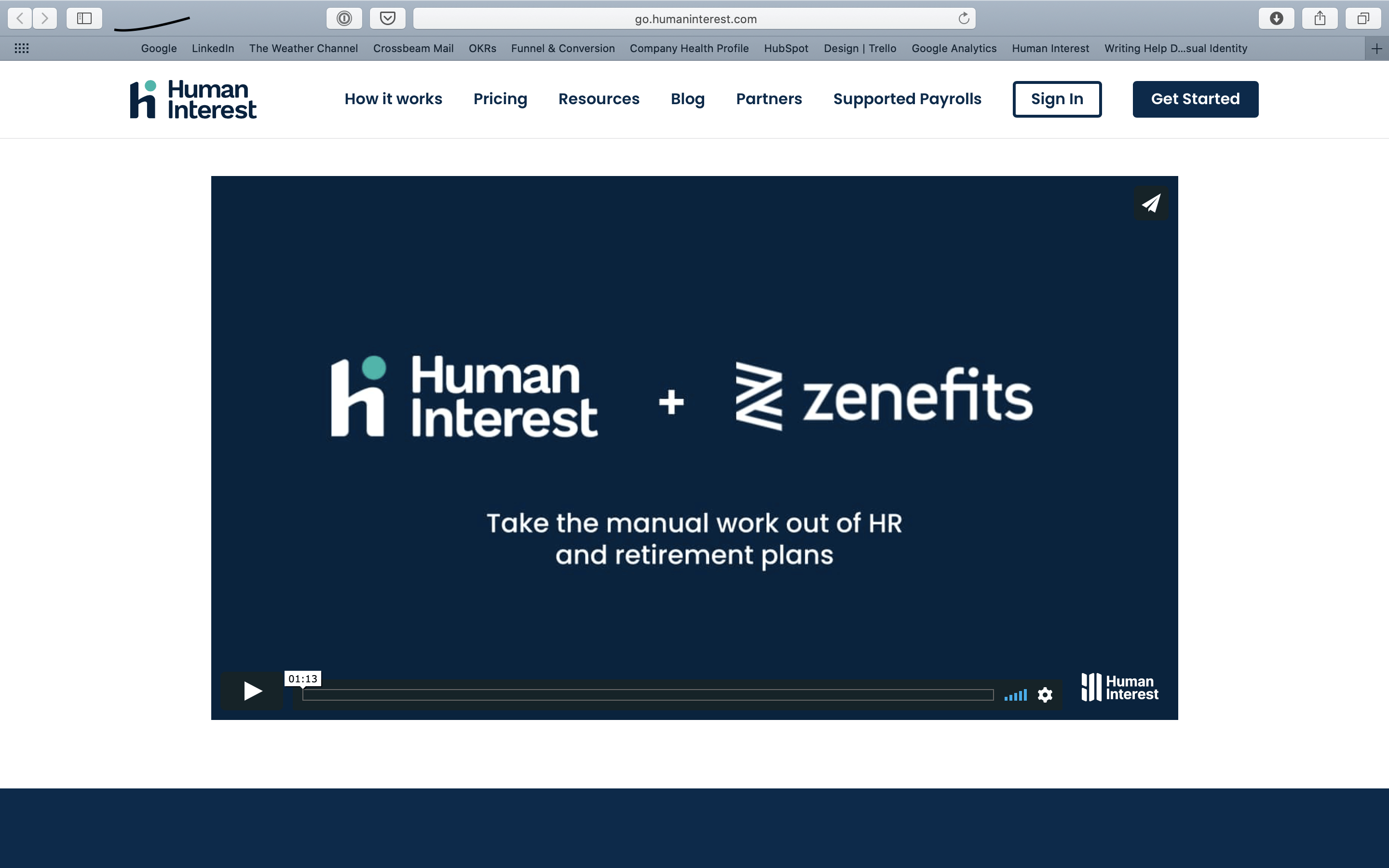 Zenefits and Human Interest partner page