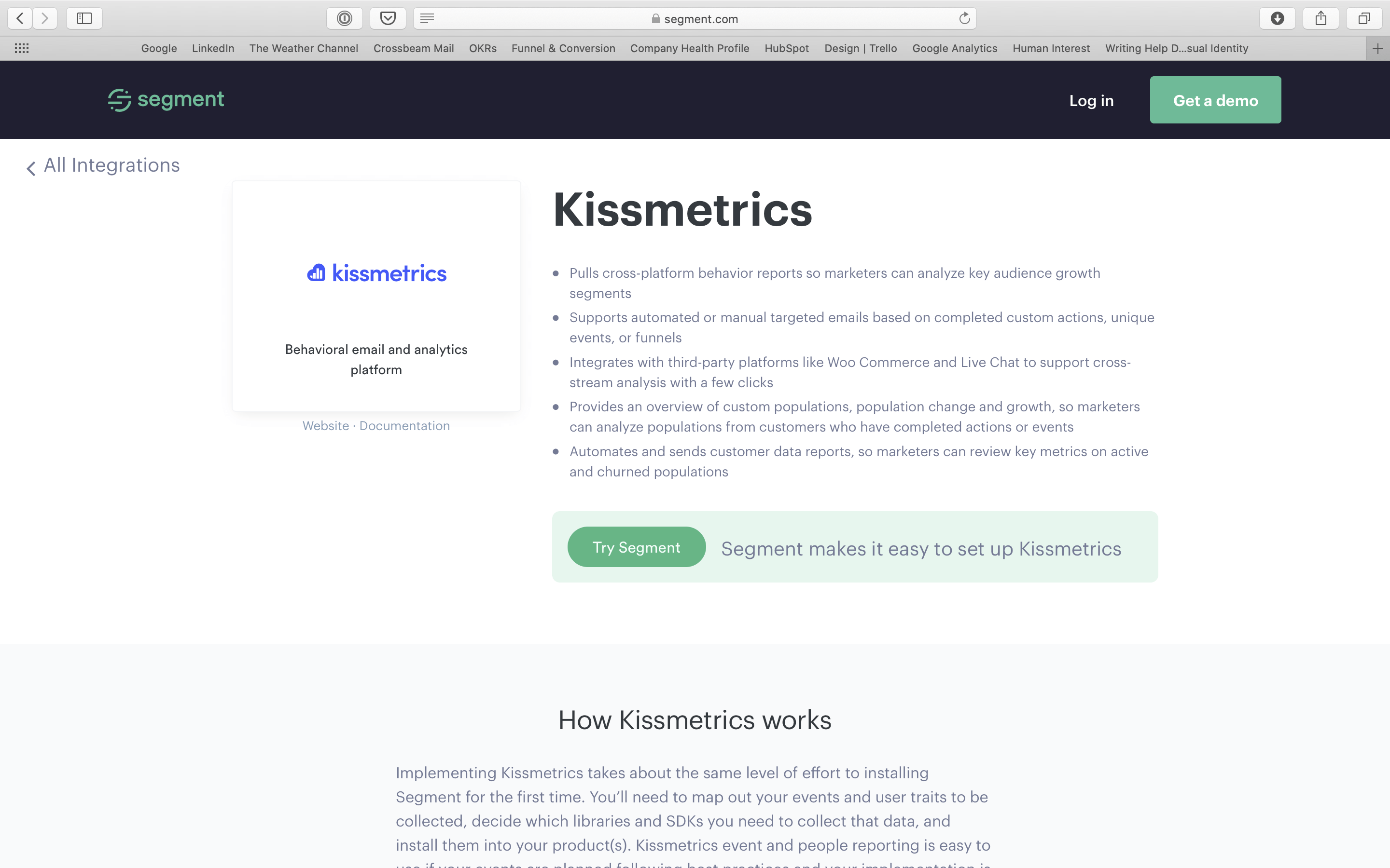 Segment Kissmetrics partner page