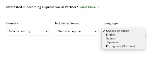 Sprout Social language filter partner directory